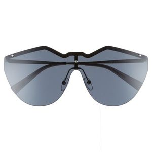 Le Specs Womens Shield Sunglasses Angular in black